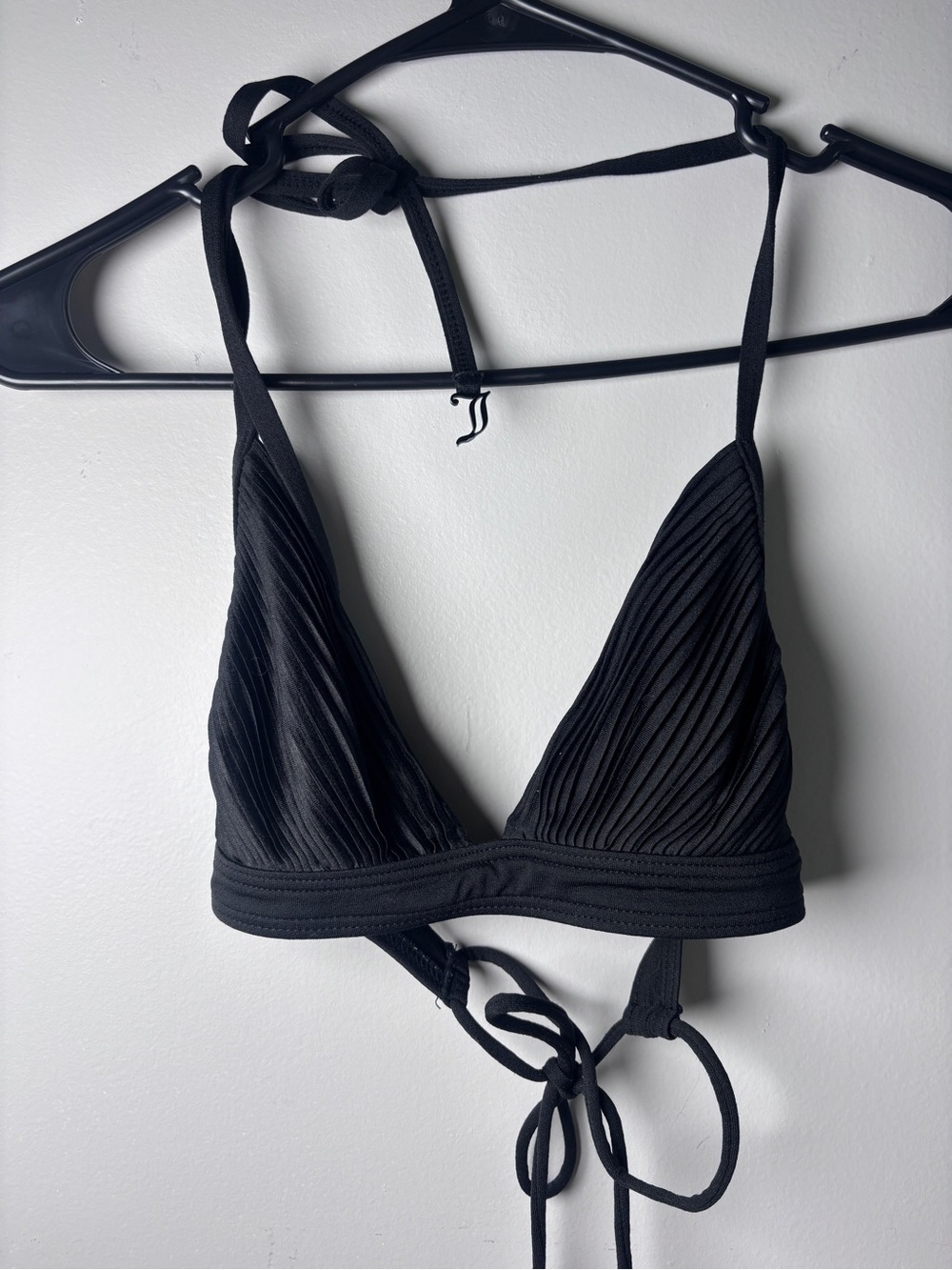 Juicy Couture Beach Royalty black triangle string bikini top, size S.